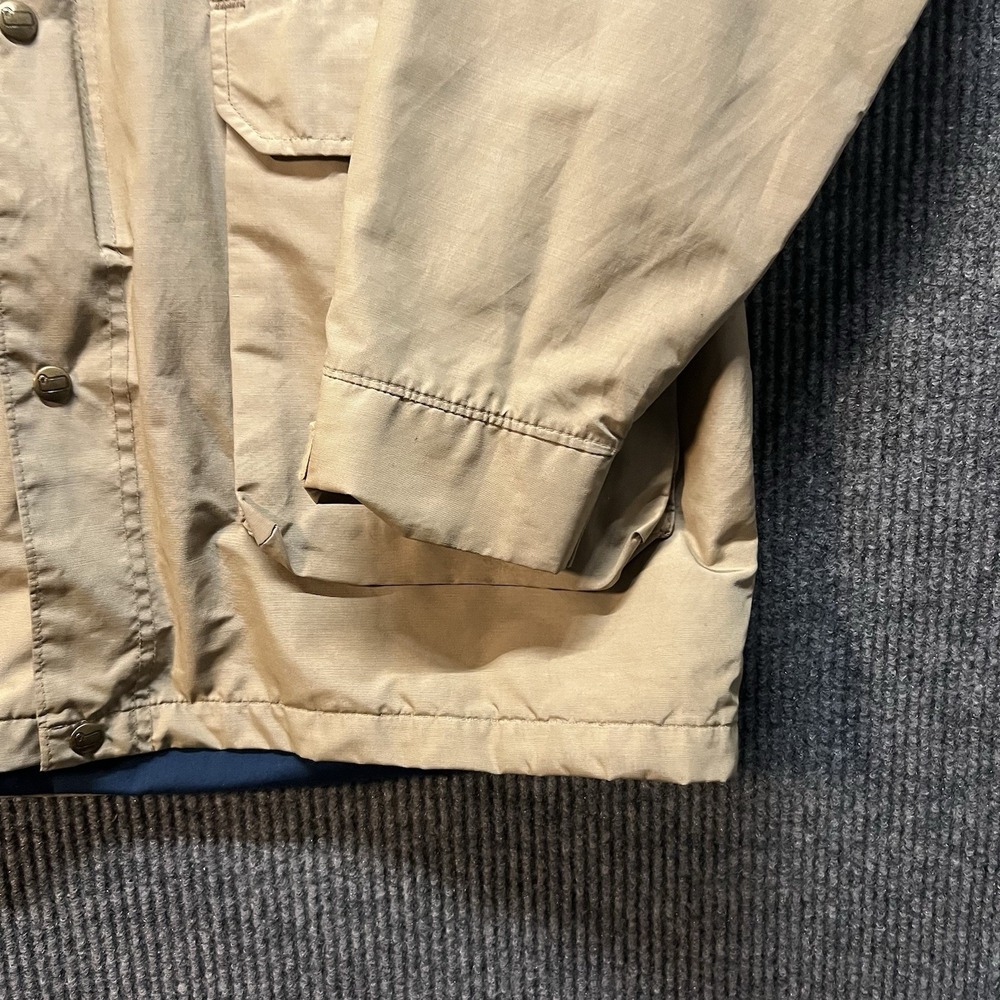 Vintage Woolrich Tan Lined Chore Jacket Hooded Size Large Made In USA - Picture 2 of 13